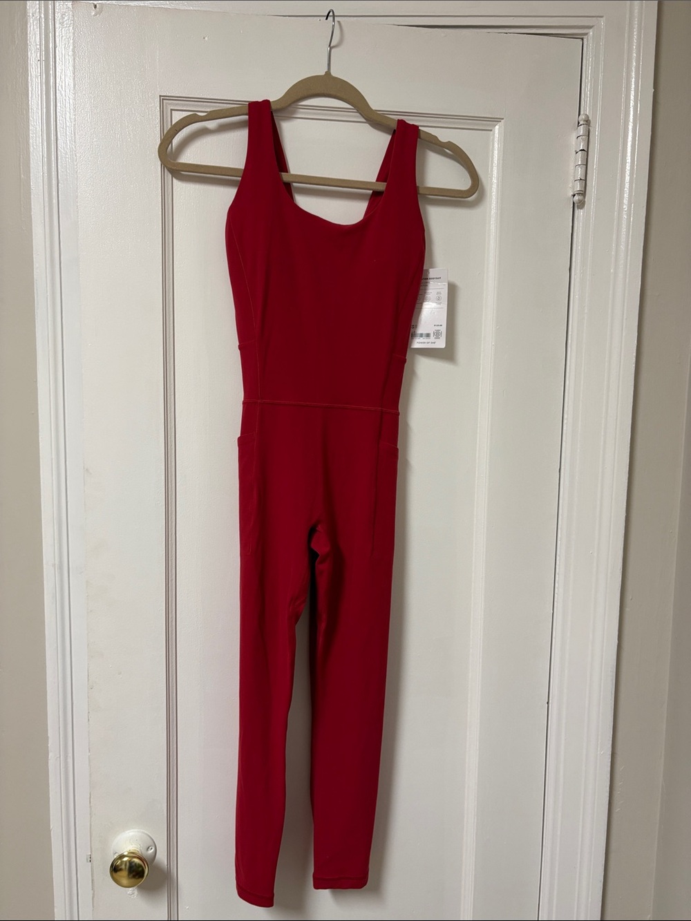 Athleta Red Sleeveless Fitted Jumpsuit